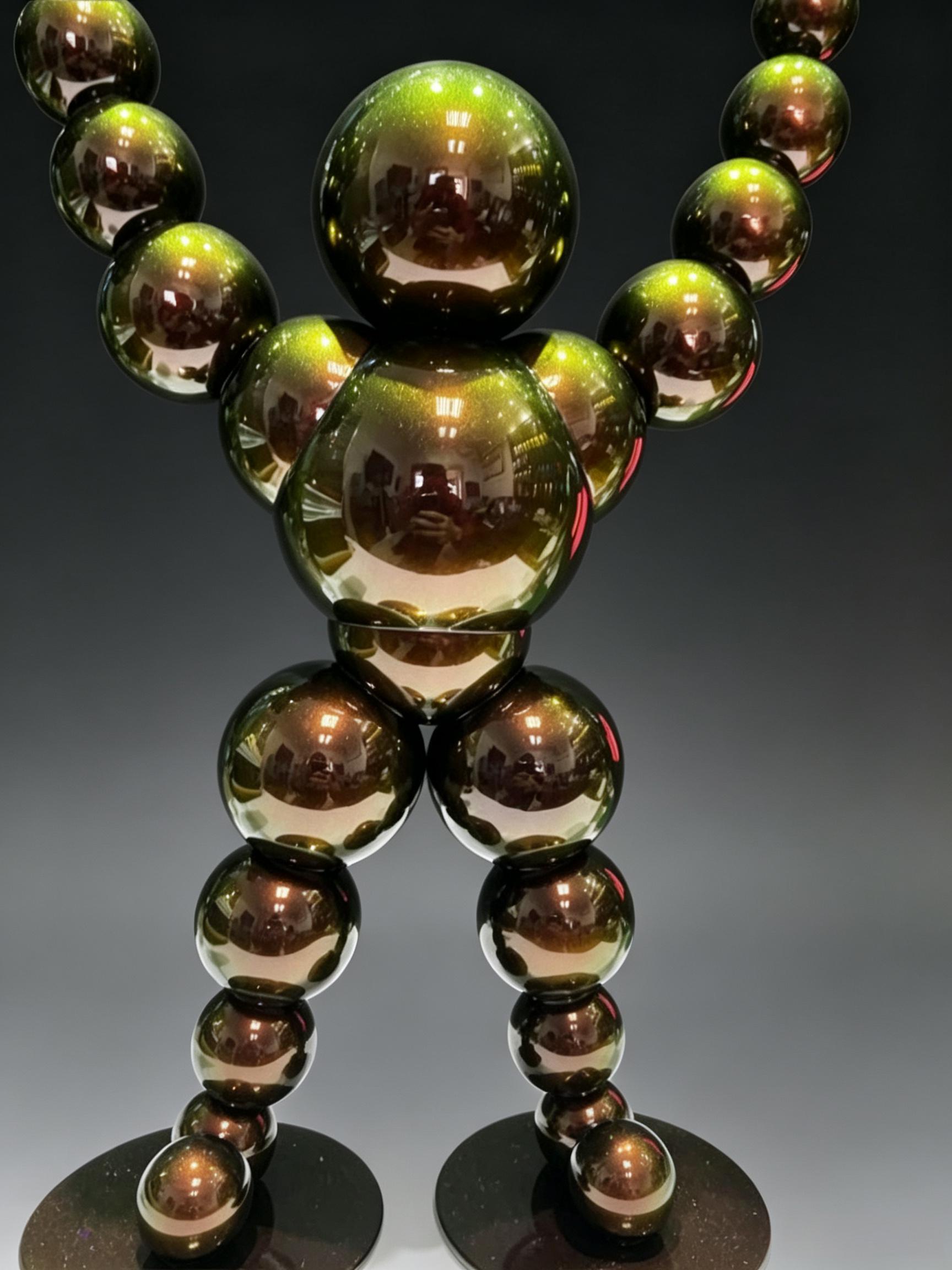 Optically variable pigment pearl sphere sculpture