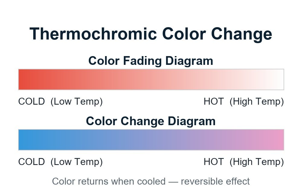 Thermochromic pigment color fading and color change diagrams (English)