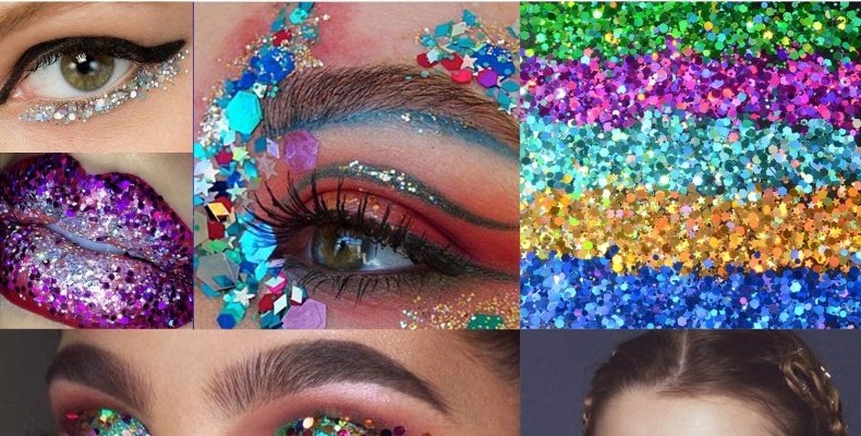 Normal glitter application - eye and lip makeup