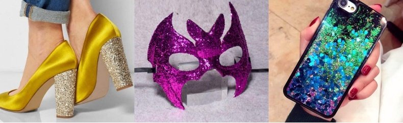 Normal glitter application - shoes, mask and phone case decoration