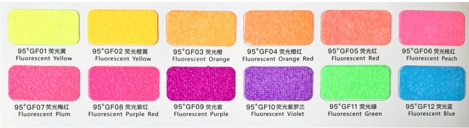 Fluorescent Glitter Series full color chart