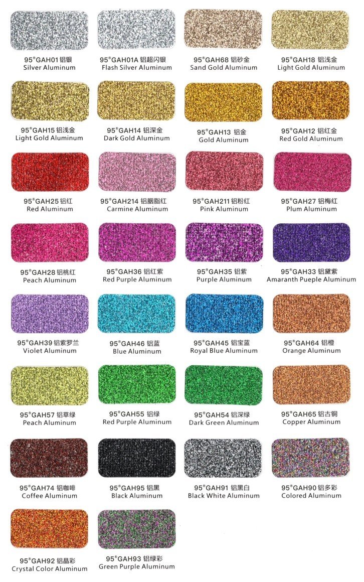 Heat-Resistant Glitter Series full color chart