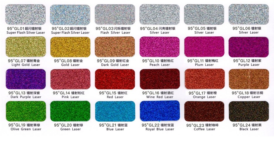 Laser Glitter Series full color chart