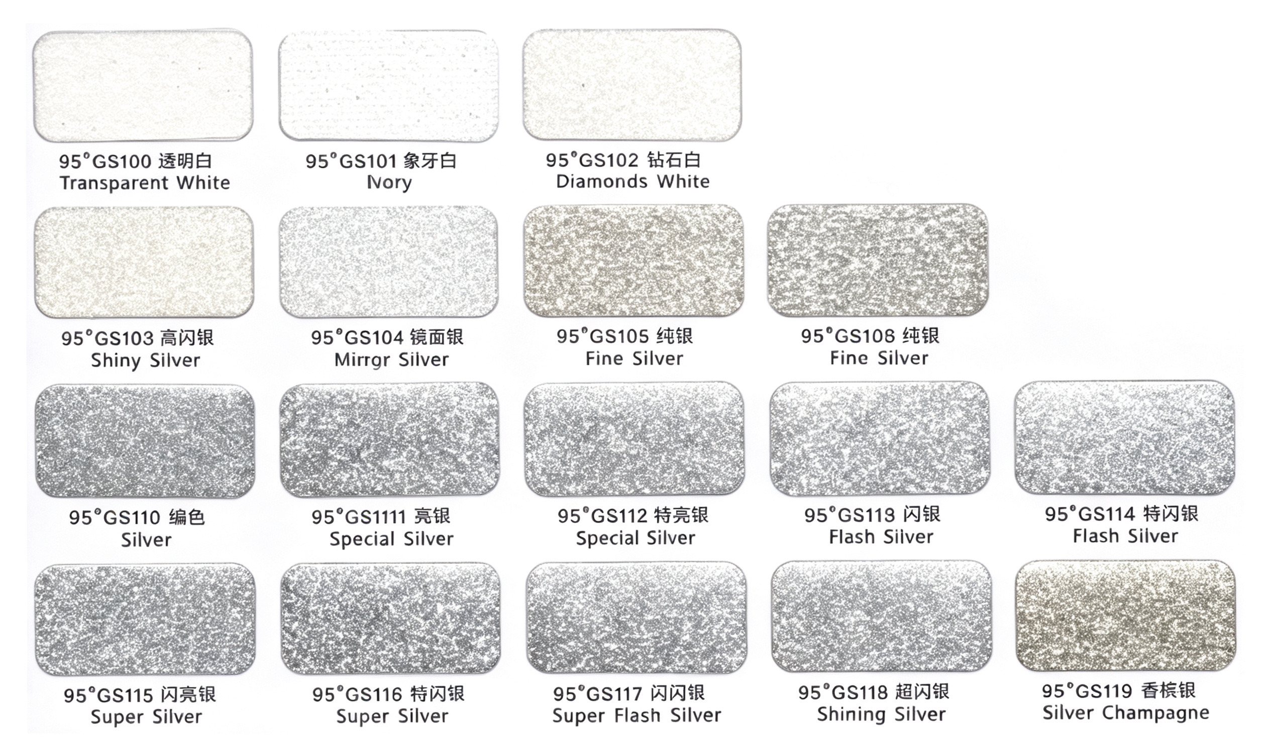 Silver Glitter Series full color chart