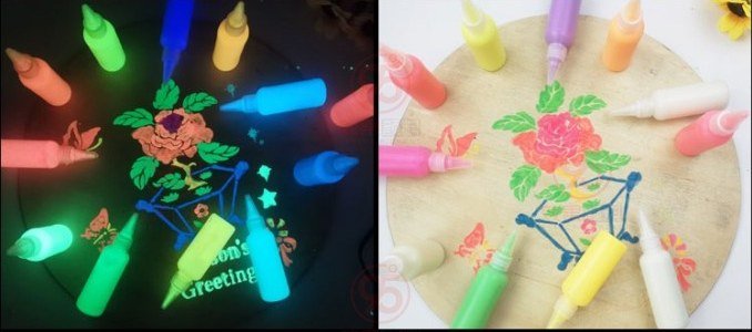 Water-based glow powder applications