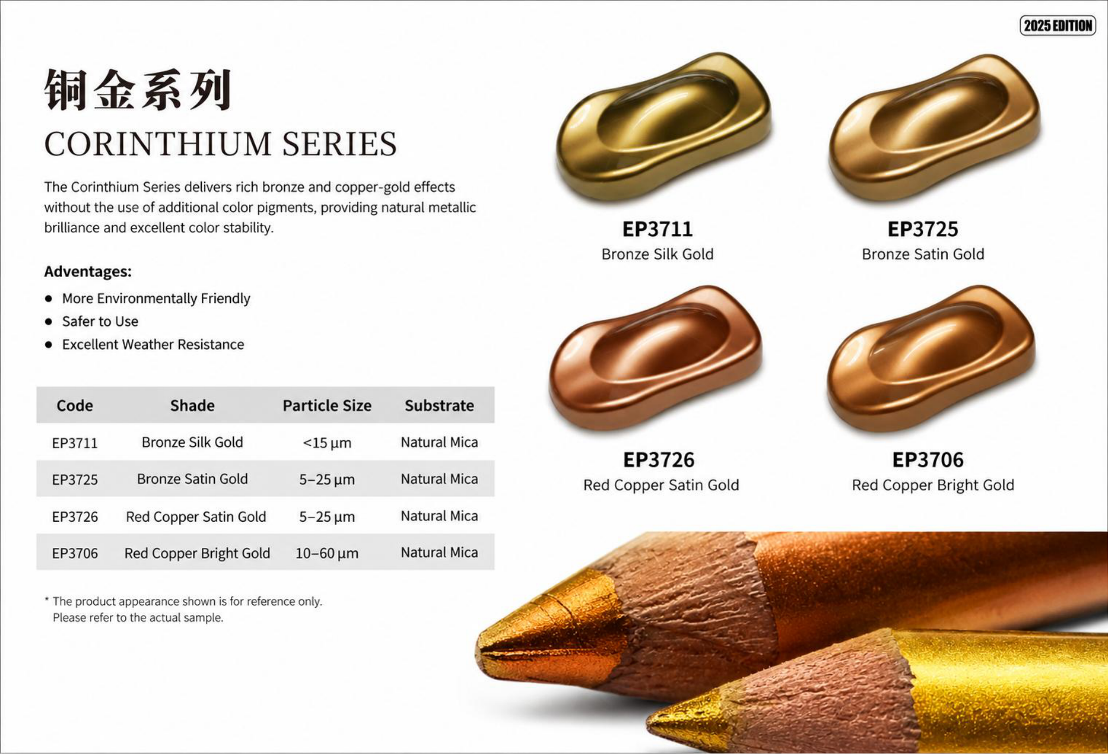 Corinthium Series color chart and product datasheet