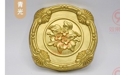 Greenish gold bronze powder finish on decorative plate
