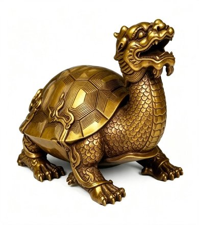 Bronze powder coated ornamental dragon turtle casting