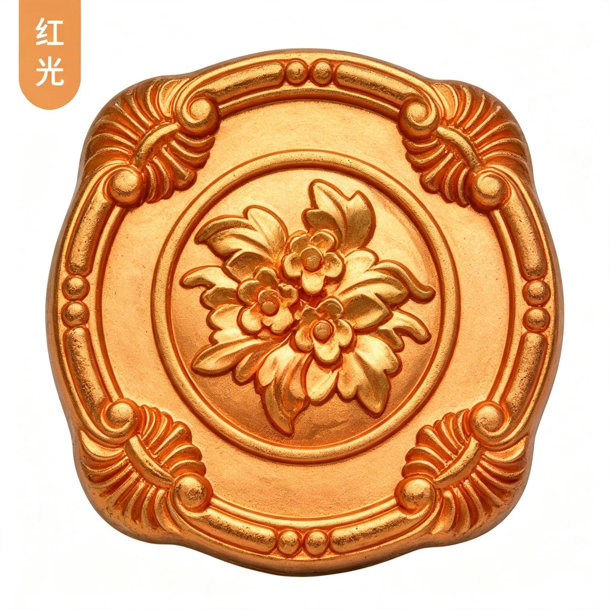 Red gold bronze powder finish on decorative plate