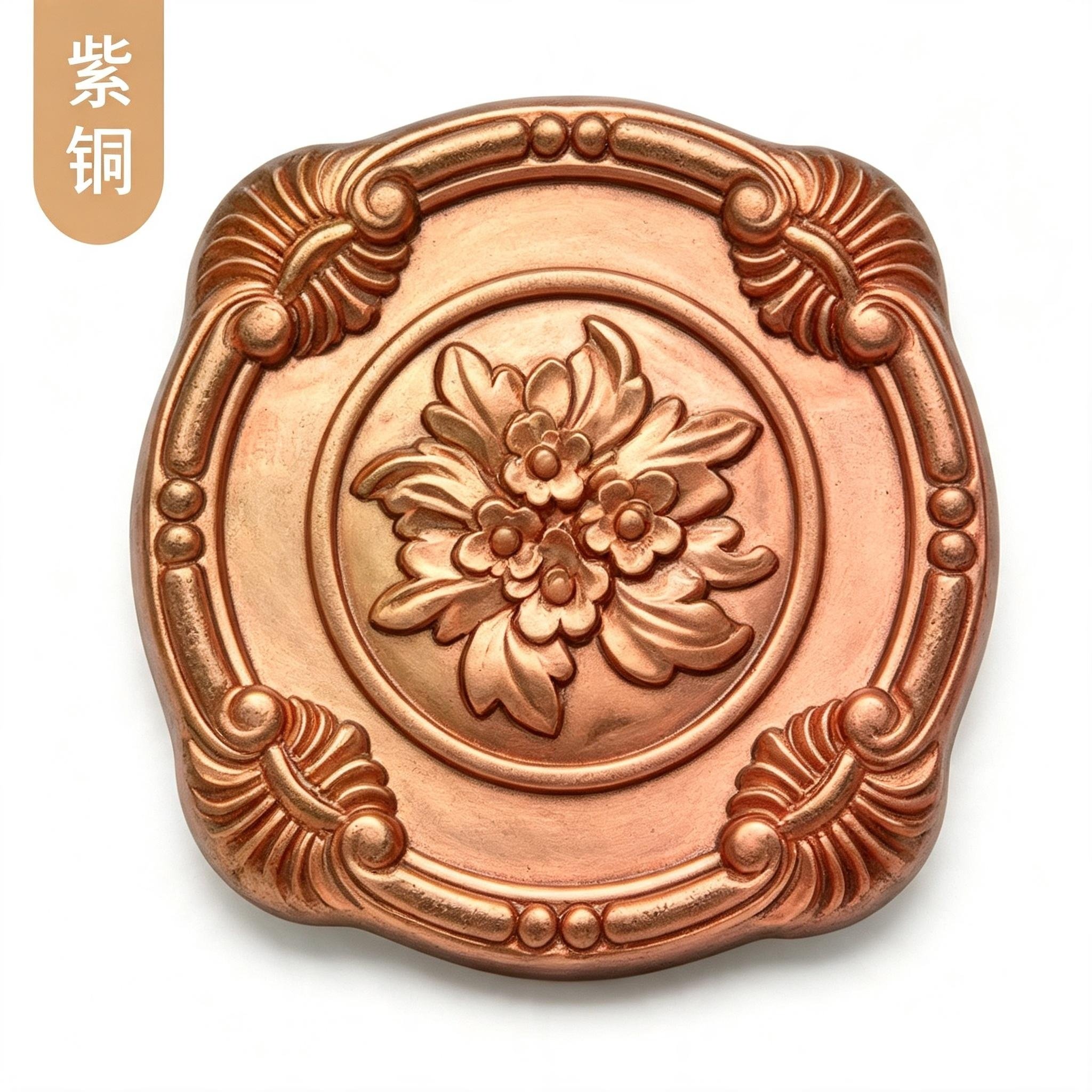 Violet copper bronze powder finish on decorative plate