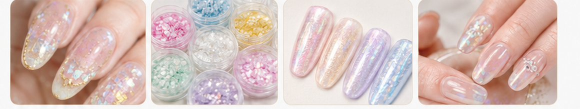 Aurora pearl flakes nail art applications